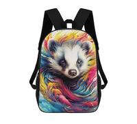 sinyumoney Colorful Badger Artwork Backpack for School 3D Printed Boys Girls School BagChildren Bookbag Travel Rucksack 17inch