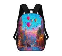 sinyumoney Colorful Balloons Over Historic Street School Backpack Lightweight Schoolbag Dayback Bookbag College for Camping Outdoor Adventures And Daily Travel 17inch