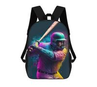 sinyumoney Colorful Baseball Player Children's Backpacks School Backpack 3D Printed for Kids Travel Rucksacks Book Bags Kids 17inch School Bag