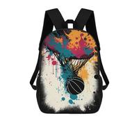 sinyumoney Colorful Basketball Art Print School Backpack Large School Backpack for Boys for Campus Outdoor Travel Sports 17inch
