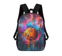 sinyumoney Colorful Basketball Artwork -3 Backpack School Bag Fashion Stationery Backpack Waterproof Casual Daypacks- Perfect for Travel, Work And Daily Use 17inch