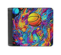 sinyumoney Colorful Basketball Dreamscape 3D Print Clutch Purse ID Window Coin RFID Blocking Banknote Compartments Slim Elegant Wallets Youth Guys 11.7cm*9.5cm