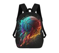 sinyumoney Colorful Basketball Splash Art Kids Backpack,School Backpack Kids School Bag 3D Printed Cartoon Large Capacity Backpack for Kids Boys And Girls 17inch