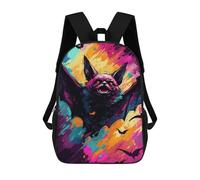 sinyumoney Colorful Bat Art Print-1 School Backpack Lightweight Schoolbag Dayback Bookbag College for Camping Outdoor Adventures And Daily Travel 17inch