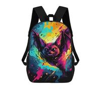 sinyumoney Colorful Bat Art Print-3 Backpack School Bag Work Laptop Backpack Rucksack Bag for Boys/Girls/Teenagers 17inch