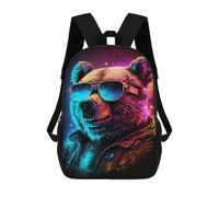 sinyumoney Colorful Bear Art Print 3D Printed Children's School Backpack for Kids Travel Rucksacks Book Bags Kids School Bag 17inch