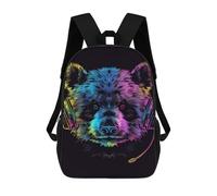 sinyumoney Colorful Bear DJ Headphones Art Backpack School Bag Large School Backpack for Boys - Perfect for Travel, Work And Daily Use 17inch