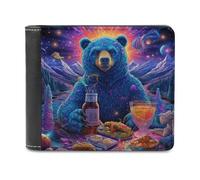 sinyumoney Colorful Bear Feast in Fantasy Land 3D Print Clutch Purse ID Window Coin RFID Blocking Banknote Compartments Slim Elegant Wallets Youth Guys 11.7cm*9.5cm