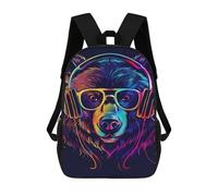sinyumoney Colorful Bear Headphones Art -1 Rucksack School Secondary High School College Backpack Travel for Campus Outdoor Travel Sports 17inch