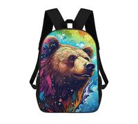 sinyumoney Colorful Bear Illustration-5 Backpack School Backpack Kids School Bag Large Capacity Kids Backpack for School Rucksack 3D Book Bag Gifts for Kids 17inch