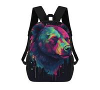 sinyumoney Colorful Bear Illustration Backpack School Lightweight Airport College Students Back Pack for Girl, Teen Girls 17inch