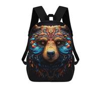 sinyumoney Colorful Bear Mandala Art Print Backpacks Kids 17inch School Backpack School Bag 3D Printed School Bag for Boys Elementary And Middle School Students