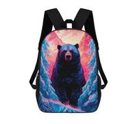 sinyumoney Colorful Bear Mountain Artwork Kids School Backpack 3D Printed Backpacks Fashion School Bag Rucksacks for Boys Elementary And Middle School Students 17inch