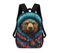 sinyumoney Colorful Bear Portrait-10 Kids Backpack, Backpack School Bag, Backpacks Kids School 3D Printed School Bags for Elementary And Middle School Students Teens Birthday Gift 17inch