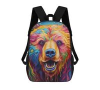 sinyumoney Colorful Bear Portrait-12 Kids Backpack, Backpack School Bag, Backpacks Kids School 3D Printed School Bags for Elementary And Middle School Students Teens Birthday Gift 17inch