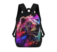 sinyumoney Colorful Bear Portrait-14 Backpack Kids School Bag Boys Cartoon 3D Print Students Schoolbag Laptop Daypack for Boys Girls 17inch