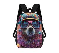 sinyumoney Colorful Bear Portrait -3 Backpack 3D Print Kids Bag Elementary Students Daypack Lightweight School Bag for Children Girls Boys Nursery Lunch Pack 17inch