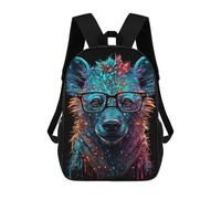 sinyumoney Colorful Bear Portrait Art Print 3D Printed 17 Inch School Backpack Casual Children's Backpacks 3D Printed for Boys Elementary And Middle