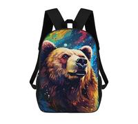 sinyumoney Colorful Bear Portrait Artwork-1 Backpacks 3D Printed 17inch Kids School Backpack Outdoor Casual Daypack Casual Travel Bags for Middle School Students