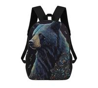 sinyumoney Colorful Bear Portrait Artwork School Bag Bookbag 3D Printed Children's Backpacks for Kids Boy Girl Book Bags Kids School Bag Travel Rucksacks 17inch