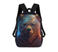 sinyumoney Colorful Bear Portrait Kids Backpack,School Backpack Kids School Bag 3D Printed Cartoon Large Capacity Backpack for Kids Boys And Girls 17inch