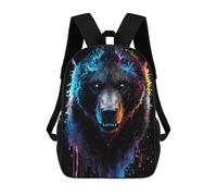 sinyumoney Colorful Bear Portrait Rucksack Business Laptop Rucksack Bag Unisex Casual Daypack for Men/Women 17inch