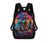 sinyumoney Colorful Bear Soldier Artwork Backpack School Lightweight Airport College Students Back Pack for Men, Women & Teenage Boys 17inch