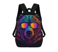 sinyumoney Colorful Bear Sunglasses Art Print-1 Backpack School Bag Large School Backpack for Boys - Perfect for Travel, Work And Daily Use 17inch