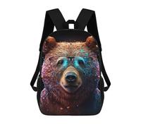 sinyumoney Colorful Bear with Glasses Backpack School Bag Business Laptop Rucksack Bag Unisex Casual Daypack for School/Work/Travel 17inch