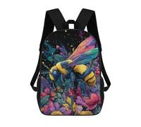 sinyumoney Colorful Bee Garden Art Print 17inch School Bag 3D Printed Children's School Backpack Casual Fashion Travel Backpacks for Kids School Students