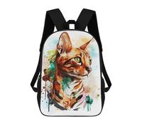 sinyumoney Colorful Bengal Cat Art School Bags Work Laptop Backpack Rucksack Bag- Perfect for Travel, Work And Daily Use 17inch
