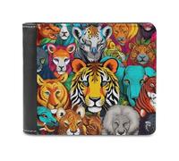 sinyumoney Colorful Big Cats Collage 3D Print Wallet Credit Card Holder Leather RFID Soft Convenient Leather Wallet Craftsmanship Gifts 11.7cm*9.5cm
