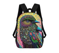 sinyumoney Colorful Bird Artwork -1 Kids Backpack,School Backpack Kids School Bag 3D Printed Cartoon Large Capacity Backpack for Kids Boys And Girls 17inch