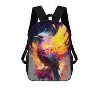 sinyumoney Colorful Bird Artwork -3 3D Printed Children's School Backpack for Kids High Capacity Travel Rucksacks Book Bags Kids School Bag Back Pack 17inch