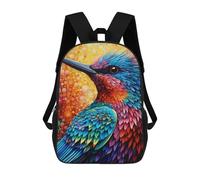 sinyumoney Colorful Bird Artwork-5 Backpack School Fashion Stationery Backpack Waterproof Casual Daypacks for Men, Women & Teenage Boys 17inch