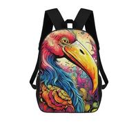 sinyumoney Colorful Bird Illustration Kids Backpacks,3D Personalized School Bookbags for Boys Girls Large Schoolbags Casual Daypack 17inch