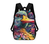 sinyumoney Colorful Bird Illustration School Bag 3D Printed Backpacks Fashion Kids School Backpack Boys Rucksacks for Boys Middle School Students 17inch