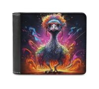 sinyumoney Colorful Bird in Flames 3D Print PU Leather Men's Wallet Use Holds Bills RFID Blocking Stylish Durable Wallets Youth Guys 11.7cm*9.5cm