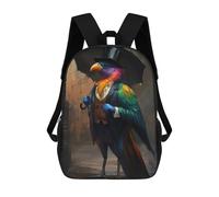 sinyumoney Colorful Bird in Top Hat Backpacks Kids School Backpack School Bag 3D Printed School Bag for Boys Elementary And Middle School Students 17inch