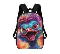 sinyumoney Colorful Bird Portrait-3 3D Printed Children's School Backpack for Kids Travel Rucksacks Book Bags Kids School Bag 17inch