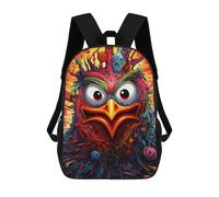 sinyumoney Colorful Bird Portrait -4 Backpack Kids School Bag Boys Cartoon 3D Print Students Schoolbag Laptop Daypack for Boys Girls 17inch