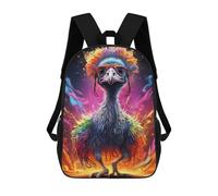 sinyumoney Colorful Bird with Sunglasses School Bag 3D Printed Backpacks Fashion Kids School Backpack Boys Rucksacks for Boys Middle School Students 17inch