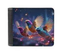 sinyumoney Colorful Birds in Flight 3D Print Wallet Coin Pocket ID RFID Blocking Stylish Banknote Compartments Stylish Durable Leather Wallet 11.7cm*9.5cm