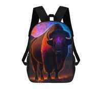 sinyumoney Colorful Bison Children's Backpacks School Backpack 3D Printed for Kids Travel Rucksacks Book Bags Kids 17inch School Bag