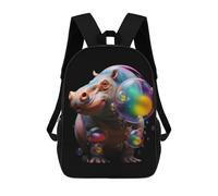 sinyumoney Colorful Bubble Hippo-1 Fashion Student School Backpack Suitable for Boys Girls Kids Casual Outdoor Travel Essential Daypack 17inch
