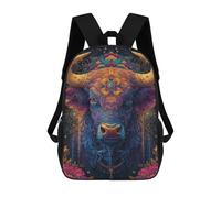 sinyumoney Colorful Bull Illustration-2 Backpack School Bag High Secondary School Bags Casual Backpack - Perfect for Travel, Work And Daily Use 17inch