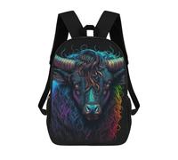 sinyumoney Colorful Bull Illustration-3 3D Printed 17inch School Bag Children's School Backpack Travel Backpacks Casual Fashion Bag for Kids School Students