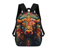 sinyumoney Colorful Bull Illustration-4 Backpack 3D Print Kids Bag Elementary Students Daypack Lightweight School Bag for Children Girls Boys Nursery Lunch Pack 17inch