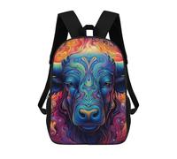sinyumoney Colorful Bull Illustration-5 Backpacks 3D Printed School Bag Casual Kids Fashion School Bag for Boys Middle School Students School 17inch