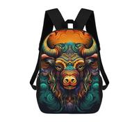 sinyumoney Colorful Bull Illustration Kids School Backpack 3D Printed Backpacks Fashion School Bag Rucksacks for Boys Elementary And Middle School Students 17inch
